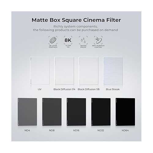  K&F Concept 4'' x 5.65'' Square ND1.2 (4 Stops) Filter Cinema Neutral Density Filter Compatible with Tilta, SmallRig Matte Box Ultra-Slim Optical Glass ND16 Filter with 28-Multi Coated