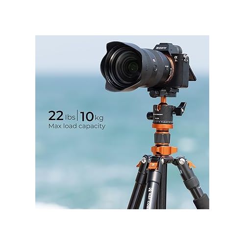  K&F Concept 68 inch /175cm Camera Tripods,Compact Travel Tripod with Monopod,10kg/22lbs Load Capacity 360° Panorama Ball Head Compatible with DSLR Cameras K255A4+BH-28L (TM2515M1)