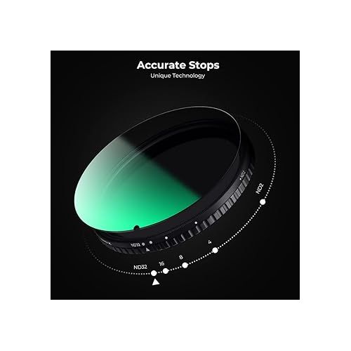  K&F Concept 62mm Variable ND Filter ND2-ND32 Camera Lens Filter (1-5 Stops) No X Cross HD Neutral Density Filter with 28 Multi-Layer Coatings Waterproof (Nano-X Series)