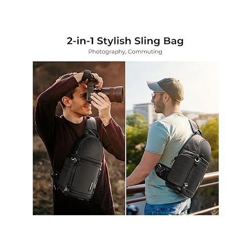  K&F Concept Camera Sling Bag Crossbody Bag Waterproof Camera Shoulder Backpack DSLR/SLR/Mirrorless Camera Case