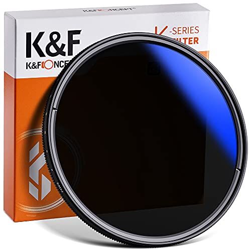  K&F Concept 58mm Variable ND Lens Filter ND2-ND400 (1-9 Stops) 18 Multi-Layer Coatings Adjustable Neutral Density Ultra Slim Lens Filter for Camera Lens