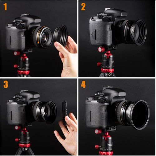  K&F Concept 18 Pieces Filter Ring Adapter Set, Camera Lens Filter Metal Stepping Rings Kit (Includes 9pcs Step Up Ring Set + 9pcs Step Down Ring Set) Black