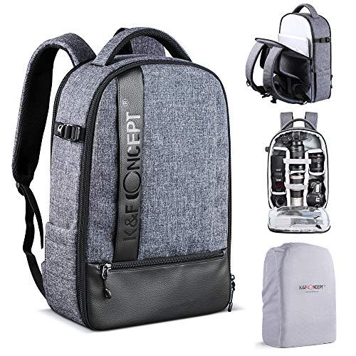  K&F Concept Camera Backpack DSLR Camera Bag Waterprrof Large Photography Bag for DSLR Cameras,14-15 inch Laptop,Tripod,Lenses