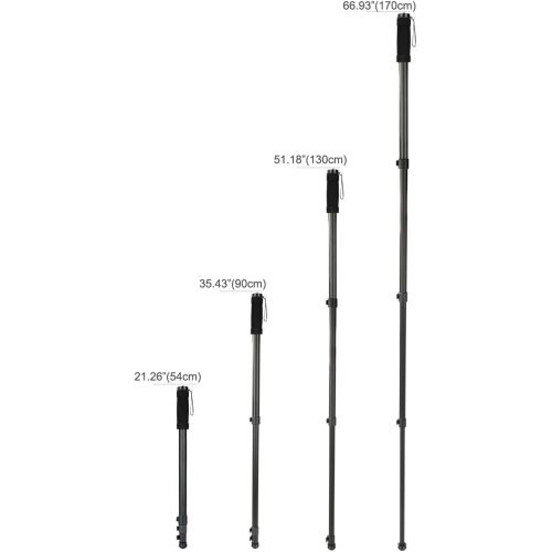  Camera Monopod,K&F Concept 4-Section 67/171CM Compact Portable Travel DSLR Monopod Unipod Stand Walking Trekking Stick Aluminum Alloy Lightweight SLR Cameras Camcorder Video