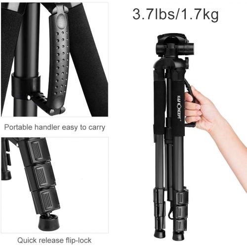  K&F Concept 70/177cm Portable Tripod,Outdoor Travel Tripod Compact Aluminum Video Tripod Monopod with 3-Way Swivel Pan Tilt Head Cellphone Holder Smartphone Clip for Phone DSLR Cam