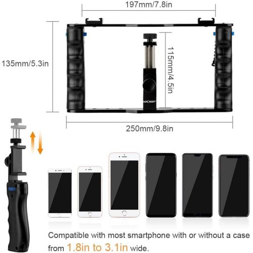  K&F Concept Phone Camera Stabilizer for Video Recording Professional Video stabilizers, Filmmaking Case Phone Video Stabilizer Grip Tripod Mount for Videomaker Film-Maker Video-Gra