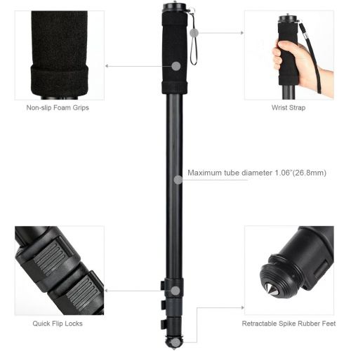  [아마존베스트]Camera Monopod,K&F Concept 4-Section 67/171CM Compact Portable Travel DSLR Monopod Unipod Stand Walking Trekking Stick Aluminum Alloy Lightweight SLR Cameras Canon Nikon Sony Camco