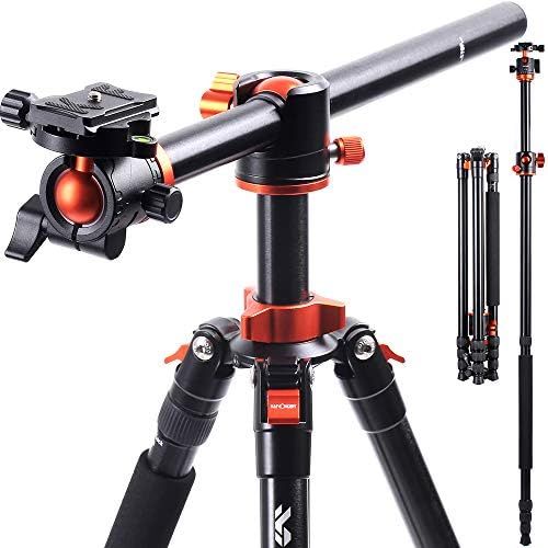  [아마존베스트]K&F Concept SA254T1 238 cm tripod, camera tripod with extended 90-degree centre columns, 360° panorama photo tripod with carrying case and quick release flap for Sony, Canon, Nikon