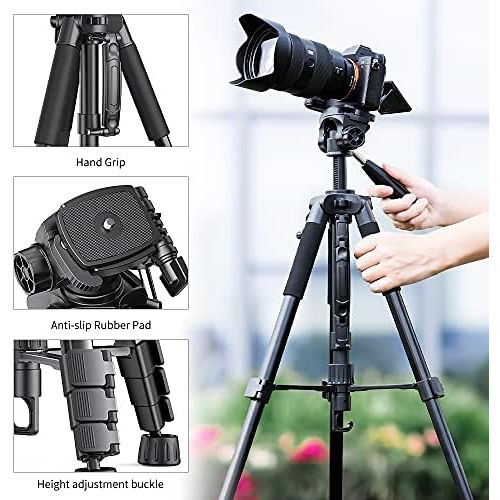  [아마존베스트]K&F Concept Lightweight Camera Tripod with Mobile Phone Holder, 142 cm Photo Tripod Mobile Phone Tripod for Smartphone iPhone Samsung DSLR SLR Canon Nikon Sony Olympus