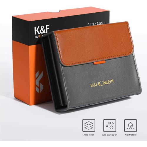  K&F Concept Lens Filter Case, Leather Carrying Filters Bag Pouch For Square ND CPL etc Filters up to 100x100mm