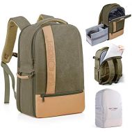 K&F Concept Camera Backpack Stylish Canvas Photography Bag with Rain Cover for DSLR Camera,14 inch Laptop,Tripod,Lenses