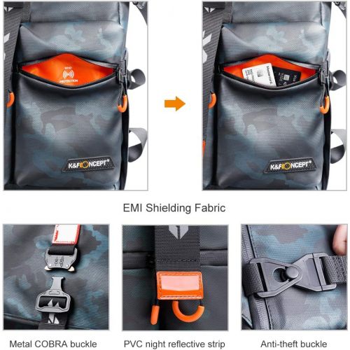  K&F Concept Camera Backpack Waterproof Photography Camera Bag 15.6 Laptop Compartment for SLR/DSLR Camera, Lens and Accessories with Rain Cover