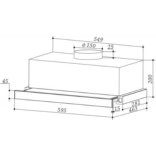  [아마존베스트]K&H 60cm Cooker Hood Flat Hood LED 600m3/h Stainless Steel Energy Class A EFH03-60AS