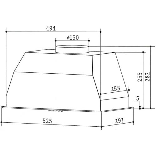  [아마존베스트]K&H 60 cm cooker hood built-in hood LED, 500 m³/h, stainless steel, energy class B, UEH02-52BS