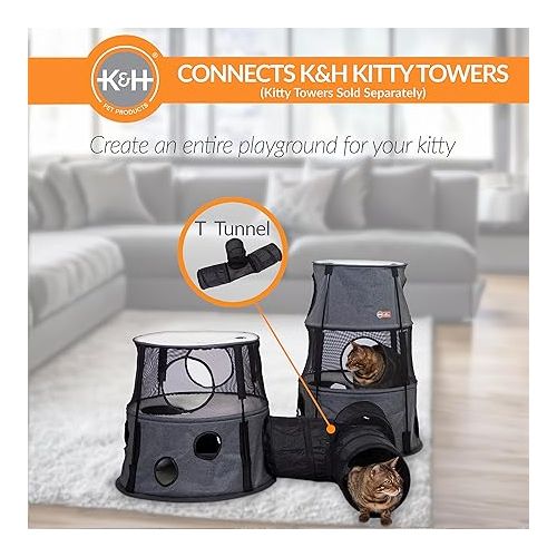  K&H Pet Products Cat Tunnel Tube Toys 3 Way Collapsible, Interactive Play Tube with Peek Hole for Indoor Cats, Kittens, Puppies, Rabbits; Compatible with K&H Cat Towers - Black 33