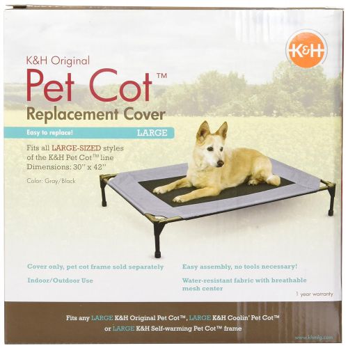  K&H Pet Products Original Pet Cot Replacement Cover Large Gray/Mesh 30 x 42