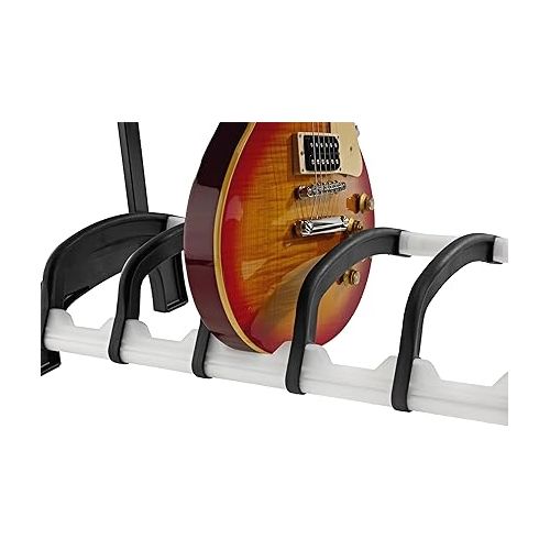  K&M Konig & Meyer 17525.016.00 Guardian 5 Guitar Stand | Sturdy Holds Five Electric/Bass Guitars Rack-Style | Protective Supports | Space Saver | For Adult/Youth Musicians | Black & Translucent