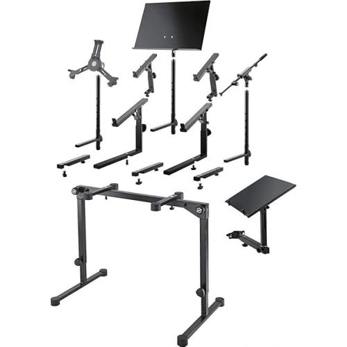  K&M Konig & Meyer 18820.019.55 Omega Pro Keyboard Table-Style Stand | Adjustable Height/Support Arms | Legs Fold Compact For Travel | Compatible w/K&M 2nd/3rd Tier Attachments | German Made | Black