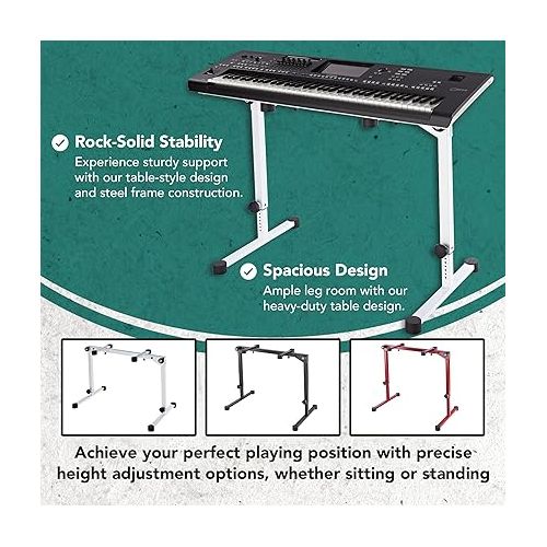  K&M Konig & Meyer 18820.019.76 Omega Pro Keyboard Table-Style Stand | Adjustable Height/Support Arms | Legs Fold Compact For Travel | Compatible w/K&M 2nd/3rd Tier Attachments | German Made | White