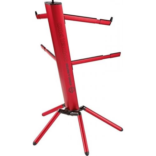  K&M Konig & Meyer 18860.000.36 Spider Pro Keyboard Stand | Height & Depth Adjustment For 2 Keyboards | Extendable Arms | Mic Boom Thread | Cable Clamp | Folds For Travel German Made Red Aluminum