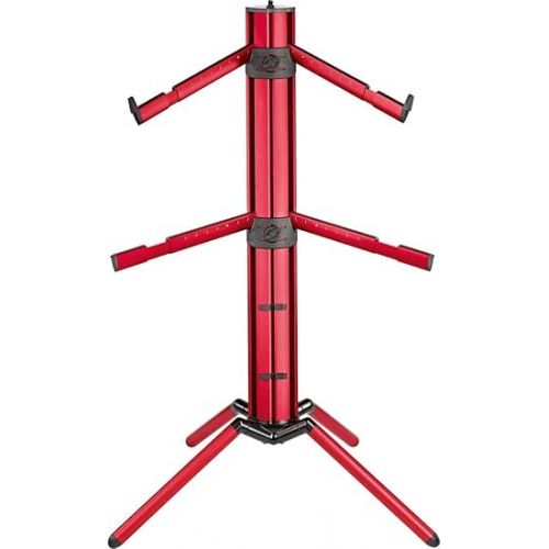  K&M Konig & Meyer 18860.000.36 Spider Pro Keyboard Stand | Height & Depth Adjustment For 2 Keyboards | Extendable Arms | Mic Boom Thread | Cable Clamp | Folds For Travel German Made Red Aluminum