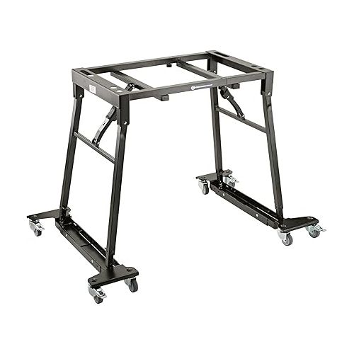 K&M Konig & Meyer 18806.000.55 Keyboard Stand Trolley | Locking Smooth Moving Casters | Adjustable Length | Supports 176lbs | Portable | For K&M Keyboard & Equipment Stands | German Made | Black