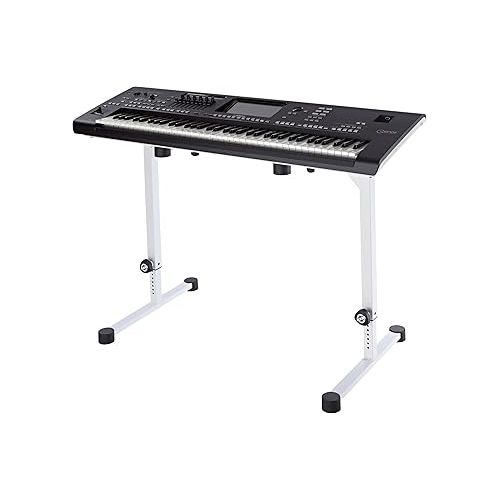  K&M - Konig & Meyer 18810.015.76 Table Style Keyboard Stand Omega - Sturdy Heavy Duty Adjustable Frame - Folds Flat Portable - Fits Piano and Electric Keyboards - For Adult and Youth Musicians - White