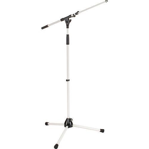  K&M 210/9 Tripod Microphone Stand with Telescoping Boom (White)