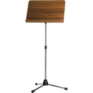 K&M Orchestra Music Stand (Chrome Stand, Walnut Wooden Desk)