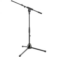 K&M 25977 Low-Level Tripod Microphone Stand with Telescoping Boom (Black)