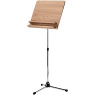 K&M Orchestra Music Stand - Chrome Stand with Walnut Wooden Desk