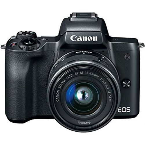  Canon EOS M50 Mirrorless Camera w/15-45mm (Black) + 32GB + K&M Essential Photo Bundle