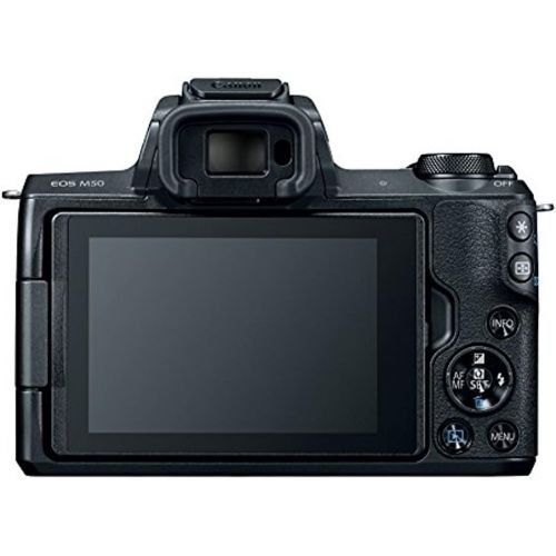 Canon EOS M50 Mirrorless Camera w/15-45mm (Black) + 32GB + K&M Essential Photo Bundle