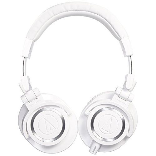  K&M Audio-Technica ATH-M50x Professional Monitor Headphones (White) + Tekline Active Replacement Cable + Headphone Case