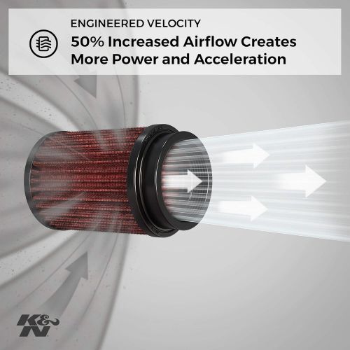  K&N Universal Clamp-On Engine Air Filter: Washable: Round Tapered; 3 in/3.5 in/4 in (102 mm/89 mm/76 mm) Flange ID; 5.5 in (140 mm) Height; 6 in (152 mm) Base; 4.75 in (121 mm) Top