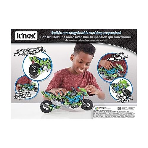  K'NEX Mega Motorcycle Building Set - Ages 9+ - 456 Parts - Working Suspension, Authentic Replica Model, Advanced Stem Building Toy for Boys & Girls - 14.5