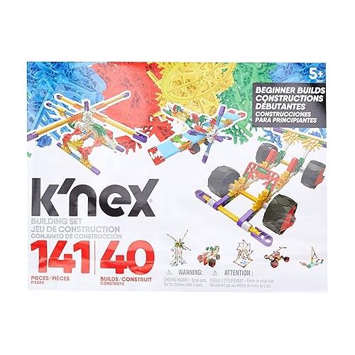  K'nex Beginner 40 Model Building Set - 141 Parts - Ages 5 & Up - Creative Building Toy, Multi, 141 K'NEX Parts and Pieces,Includes Instruction Booklet