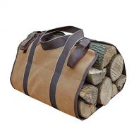 K JINGKELAI Firewood Log Carrier Oxford Log Carrier Bag Durable Wood Tote Bag Firewood Holder Fireplace Stove Accessories,for Outdoor Camping Beaches,Khaki