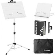 K KASONIC - Dual-Use Folding Sheet Music Stand & Desktop Book Stand with Portable Carrying Bag, Sheet Music Folder & Clip Holder (White)