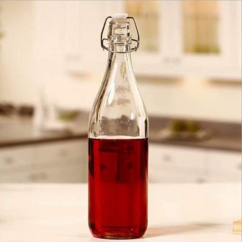  K KWARE Kware - Best Swing Top Glass Bottle [33.75 oz/1 liter] - Set of 6 - Giara Glass Bottle with Stopper - Caps Gasket Seal Airtight, for Kombucha, Oil, Vinegar, Beverages, Kefir - Clea