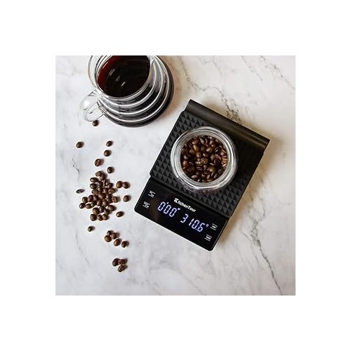  KitchenTour Coffee Scale with Timer 3kg/0.1g High Precision Pour Over Drip Espresso Scale with Back-Lit LCD Display (Batteries Included)