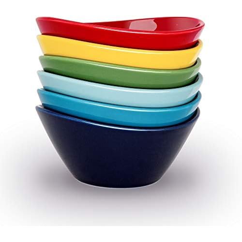  [아마존베스트]K KitchenTour KitchenTour Porcelain Bowls Set - 10 Ounces Dishwasher and Microwave Safe Bowls for Ice Cream, Dessert, Dipping Sauces - Set of 6, Assorted Colors