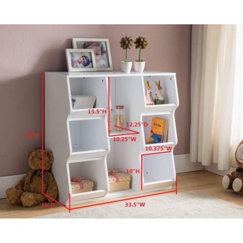  K and B Furniture Co Inc White Wood 8-Shelf Bookcase