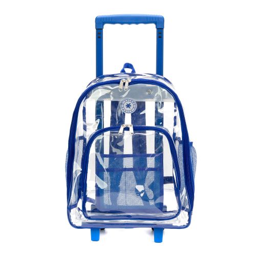  K-Cliffs Rolling Clear Backpack Heavy Duty See Through Daypack School Bookbag Wheel Royal