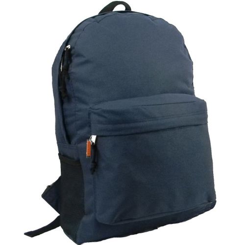  K-Cliffs 18in Classic Basic Backpack Simple School Book Bag w/Padded Back Side Pocket Navy