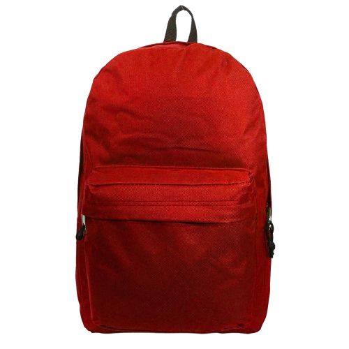  K-Cliffs 18in Classic Backpack Basic Bookbag Simple School Book Bags Vintage Emergency Daypack w/Padded Back & Side Pocket | RED