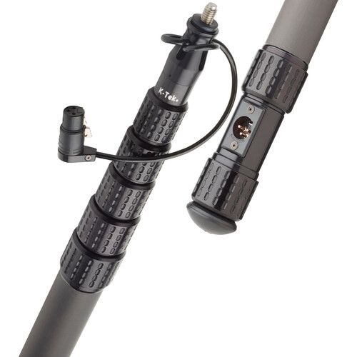  K-Tek KP6CCR 6' KlassicPro Graphite 6-Section Boompole with Internal XLR Coiled Cable, Side Exit