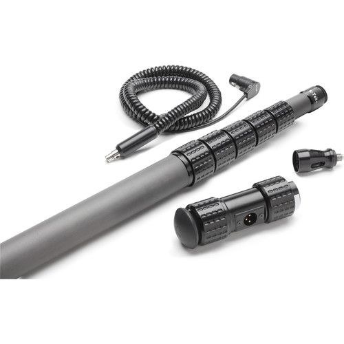  K-Tek KP9CCR 9' KlassicPro Graphite 6-Section Boompole with Internal XLR Coiled Cable, Side Exit