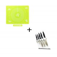 K-master Silicone Baking Mats Easy to Clean With Measurements Non-Stick Silicone Baking Mat-Grass Green with 5 Piece Soft Touch Handle Knives set with an Acrylic Stand