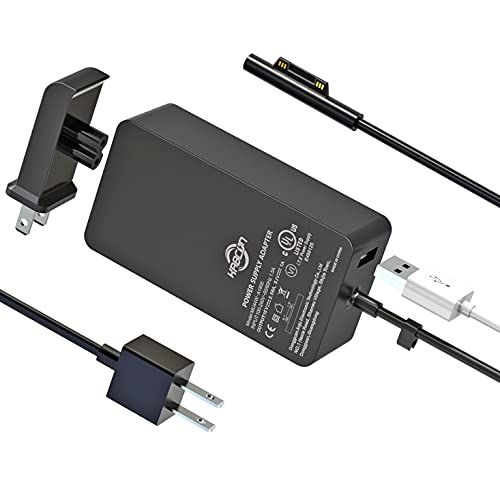  KABCON [UL Listed] Surface Pro Surface Laptop Charger,44W 15V Power Supply Adapter Compatible with Microsoft Surface Pro 3 4 5 6 7 8 Pro X,Surface Laptop 1/2/3/4,Laptop Go,Surface Go & Tr